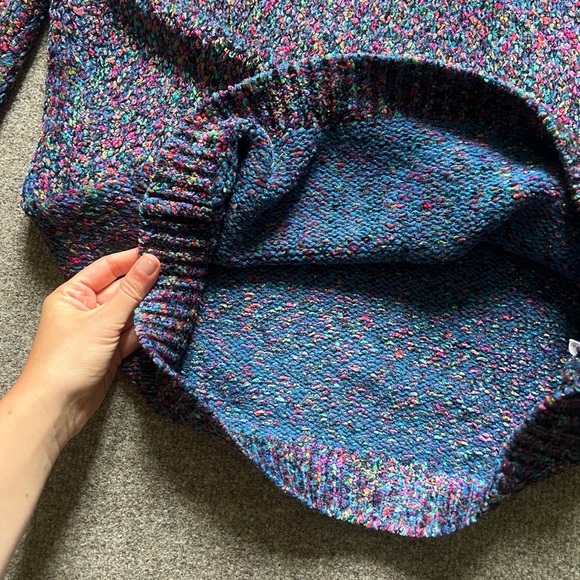 VTG 90s Express Tricot Multicolor Chenille Mock Neck Wool Blend Sweater Size Med - Picture 7 of 16